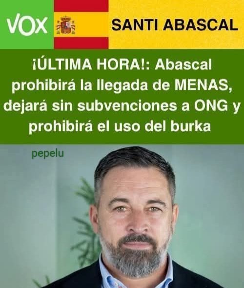 Pedro4184423072's tweet photo. Adelante Santiago Abascal PRESIDENTE.
Todos los compatriotas, votantes,
simpatizantes,y afiliados,
compartimos tus decisiones políticas.
ARRIBA ESPAÑA. VIVA VOX. https://t.co/DgnHYtEU7x