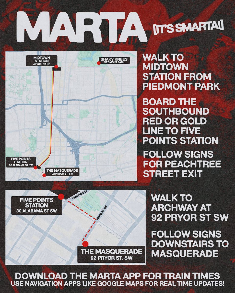 masquerade_atl's tweet photo. Rocking out with Masq this weekend? Figure out your Shaky Knees late night commute with our Marta, rideshare, and parking guide! 🚇

Only a few tix remain at https://t.co/RLhWKNY9Mg https://t.co/0niGpitdd1
