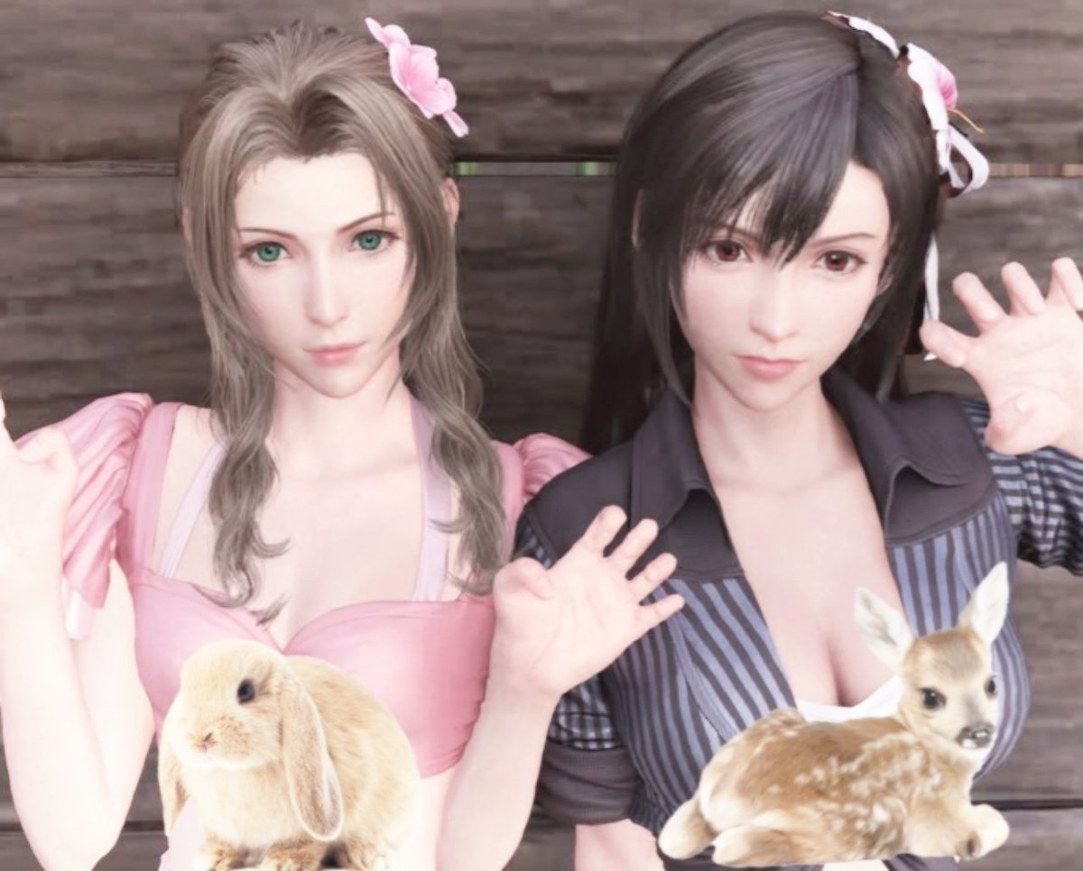 docetifa's tweet photo. bunny  aerith   &amp;   tifa  deer    ‹𝟹 https://t.co/xQuYcf5OX6