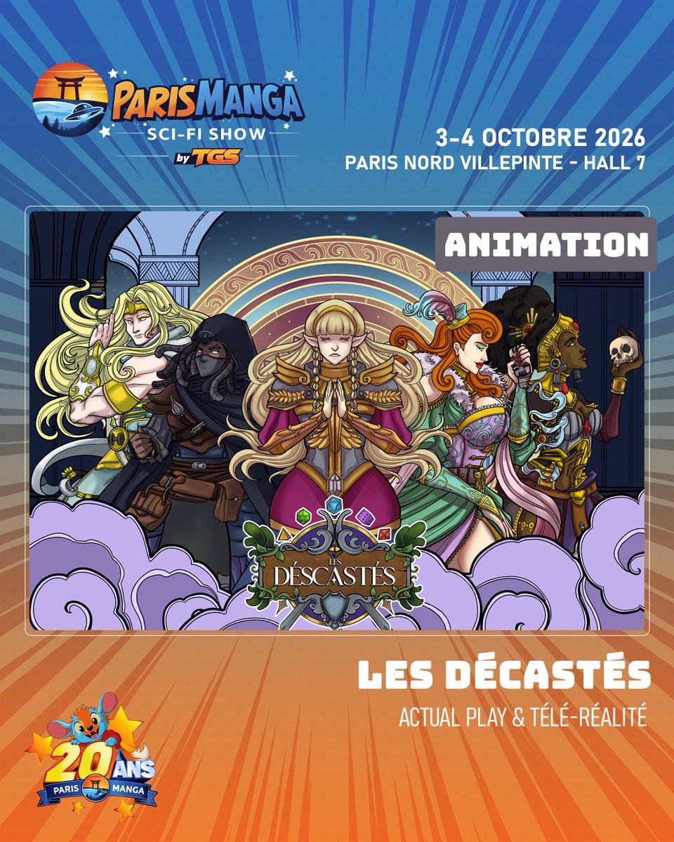ParisManga's tweet photo. LES DÉSCASTÉS À #PARISMANGA !

Les DésCastés, c’est l’Actual Play qui mélange jeu de rôle, humour, suspense et codes de la télé-réalité !

Retrouvez Adrien Larmande, Maëva Trioux et Corinne Wellong, aux côtés de toute la troupe des DésCastés !

#PM40 #JDR #JeuDeRole https://t.co/WcWL42vgQ8