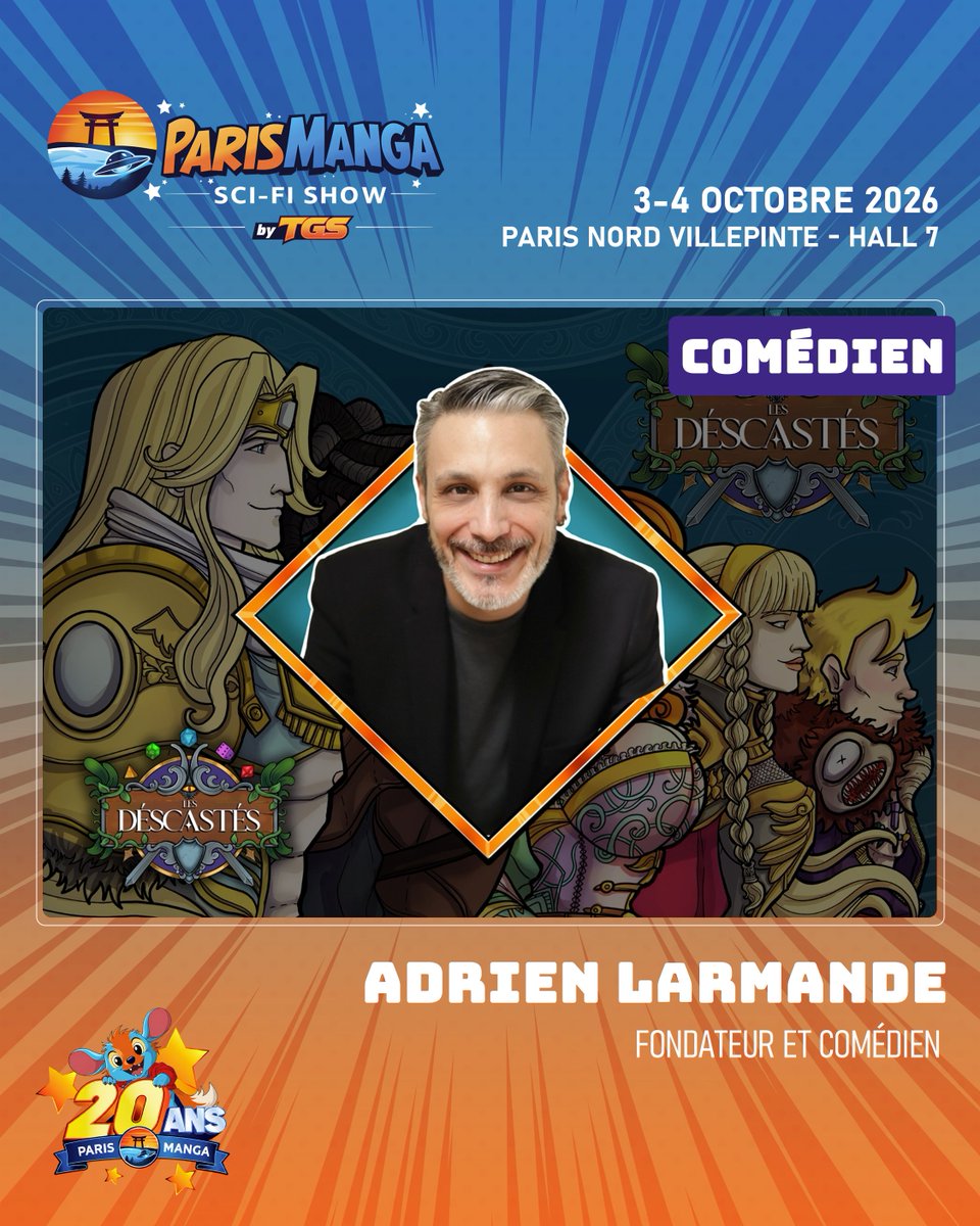 ParisManga's tweet photo. LES DÉSCASTÉS À #PARISMANGA !

Les DésCastés, c’est l’Actual Play qui mélange jeu de rôle, humour, suspense et codes de la télé-réalité !

Retrouvez Adrien Larmande, Maëva Trioux et Corinne Wellong, aux côtés de toute la troupe des DésCastés !

#PM40 #JDR #JeuDeRole https://t.co/WcWL42vgQ8
