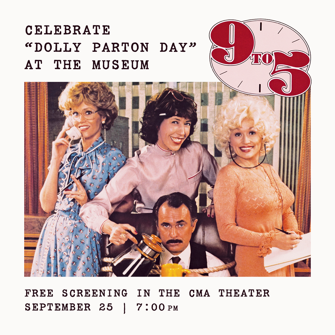 countrymusichof's tweet photo. Celebrate "Dolly Parton Day" at the Country Music Hall of Fame and Museum! September 25, join us for several @DollyParton-inspired activities, including a free screening of "9 to 5" at 7:00 PM. 🦋

Free event includes:

- Screening of "9 to 5" in the Museum's CMA Theater | 7:00 PM
- Screening of Dolly Parton footage from the Museum’s Frist Library and Archive | 6:00 PM
- "9 to 5"-Themed Photo Opportunity | 4:00 PM - 7:00 PM
- Butterfly Coloring Station | 4:00 PM - 7:00 PM

Reserve your free "9 to 5" movie screening ticket here: https://t.co/1pfhgffdlU

If you'd like to visit the "Dolly Parton: Journey of a Seeker" exhibit, the Museum will be open until 7:00 PM. Buy tickets here: https://t.co/1wd9ujZK30