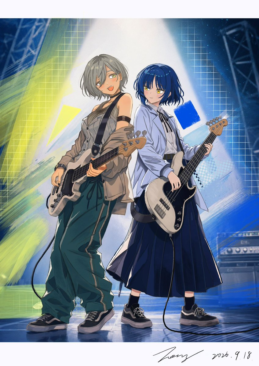 Ryonosaifu1205's tweet photo. 山田リョウ、お誕生日おめでとう！🎂🎸💙

今年は大好きなベーシスト、リョウとルパのツーショットを描きました！
二人を一緒に描けて嬉しいです🥰

これからも大好きな音楽を楽しんでね！
お誕生日おめでとう！🎉

#山田リョウ生誕祭
#山田リョウ生誕祭2026
#ぼっち・ざ・ろっく https://t.co/WQF8P5pEN3