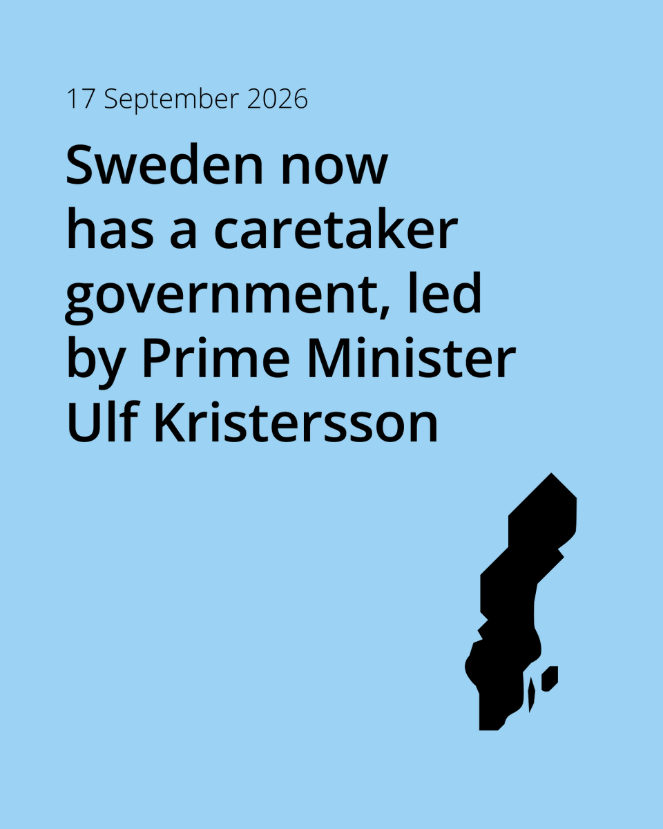 SweMFA's tweet photo. The Prime Minister has today asked to be discharged from office. The Speaker of the Riksdag has therefore discharged the Prime Minister and the other ministers of their duties. They will, however, remain in their posts until a new government is in place. The Government is thus a caretaker government.