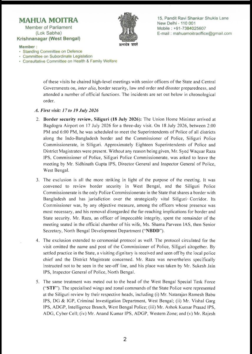 MahuaMoitra's tweet photo. Dear @NCM_GoI have sent representation about deliberate exclusion of Muslim IPS &amp; IAS officers on at least 3 of Amit Shah’s official meetings in Bengal. Please conduct immediate enquiry &amp; take action. Tax payers including Muslims pay your salary.  (1/4) https://t.co/ZEjWpSCp9F