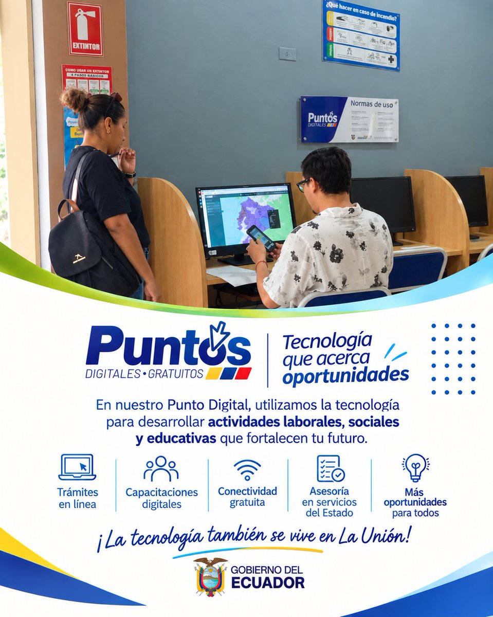 PDGUnion024's tweet photo. En nuestro Punto Digital Gratuito, acercamos la tecnología a nuestra comunidad para aprender, desarrollar actividades laborales y acceder a servicios digitales. 💻✨

🤝 Un espacio al servicio de todos, donde la tecnología se convierte en oportunidades. https://t.co/ddx9L03Krx