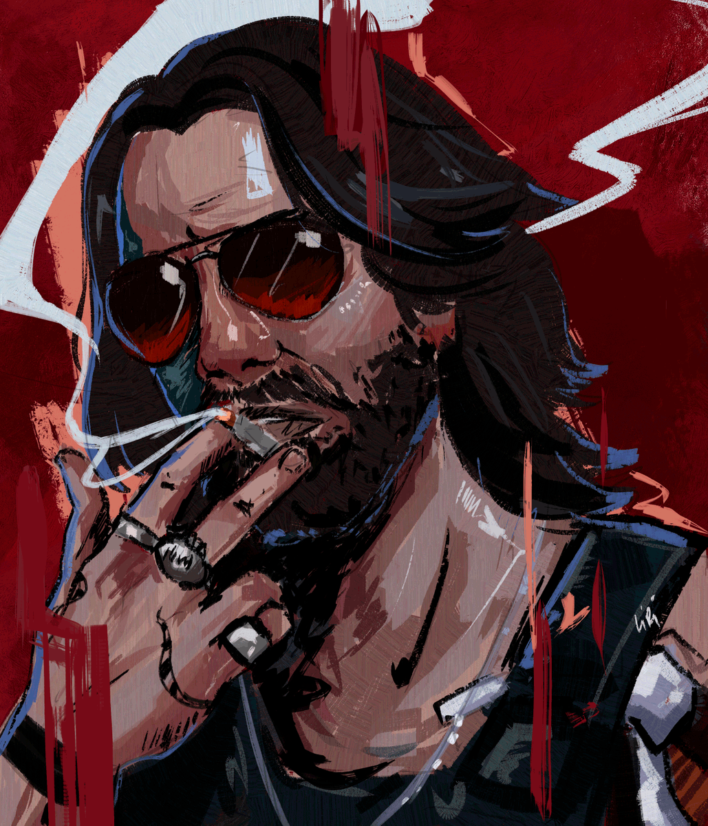 Liri_Runa's tweet photo. "A happy ending? For folks like us? Wrong city, wrong people." Johnny Silverhand fanart 🤘
  .
 .
 #cyberpun2077 #johnnysilverhand #fanart https://t.co/CQmAxyqutH