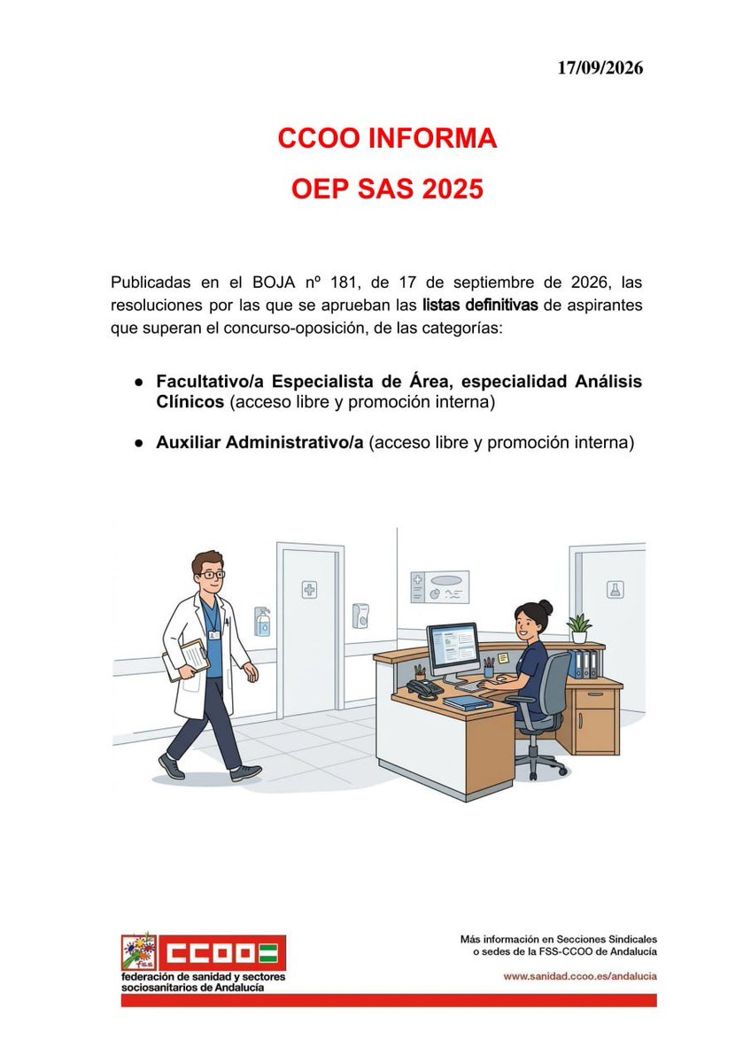 ccoohucs's tweet photo. 📄 Publicadas en BOJA novedades sobre listados definitivos de OEP SAS para diferentes categorías

💻 Accede a las resoluciones desde nuestra web:
https://t.co/qiktL3qIAz https://t.co/8xWIydjn74