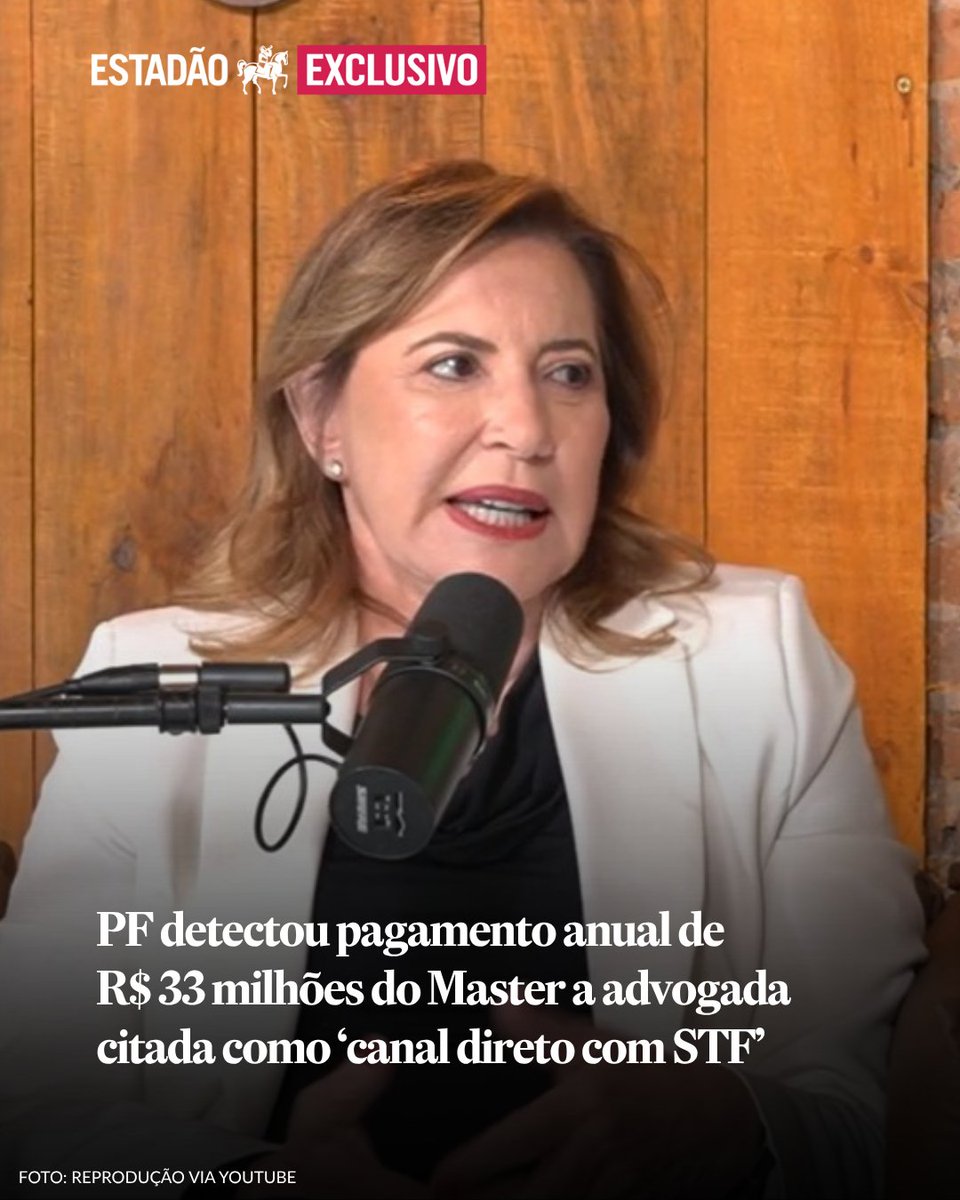 Estadao's tweet photo. EXCLUSIVO 🔴 PF detectou pagamento anual de R$ 33 milhões do Master a advogada citada como ‘canal direto com STF’; Dalide Corrêa disse que não atuou para o Master no Supremo → https://t.co/TDijNpVvFY

Auditoria interna encomendada pelo BRB para analisar a operação com o banco de Daniel Vorcaro apontou suspeita em altos valores pagos a Dalide Corrêa, advogada citada como intermediária de assuntos com o Supremo.