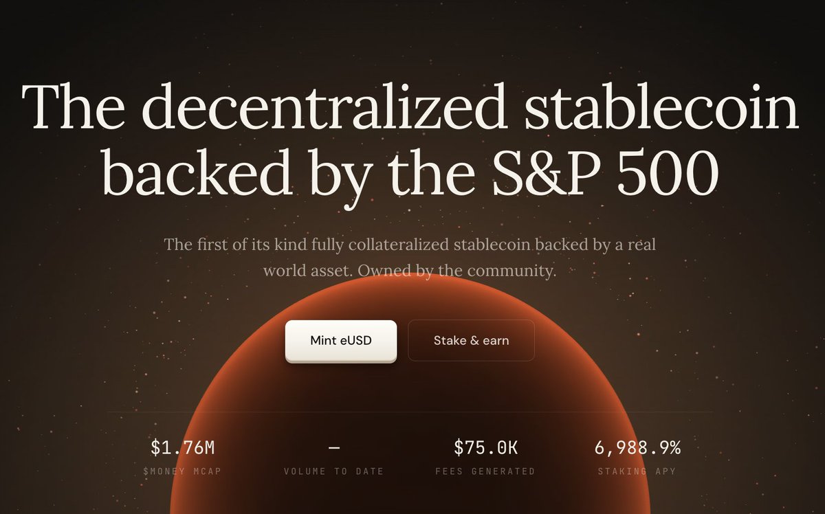 owndotmoney's tweet photo. 1/ The flywheel v2 is LIVE. Up to 1,000%+ APR.

Deposit the SPY. Mint dollars against it. Stake them and earn.

Three steps, one wallet, no broker. https://t.co/oKpggkdfAm