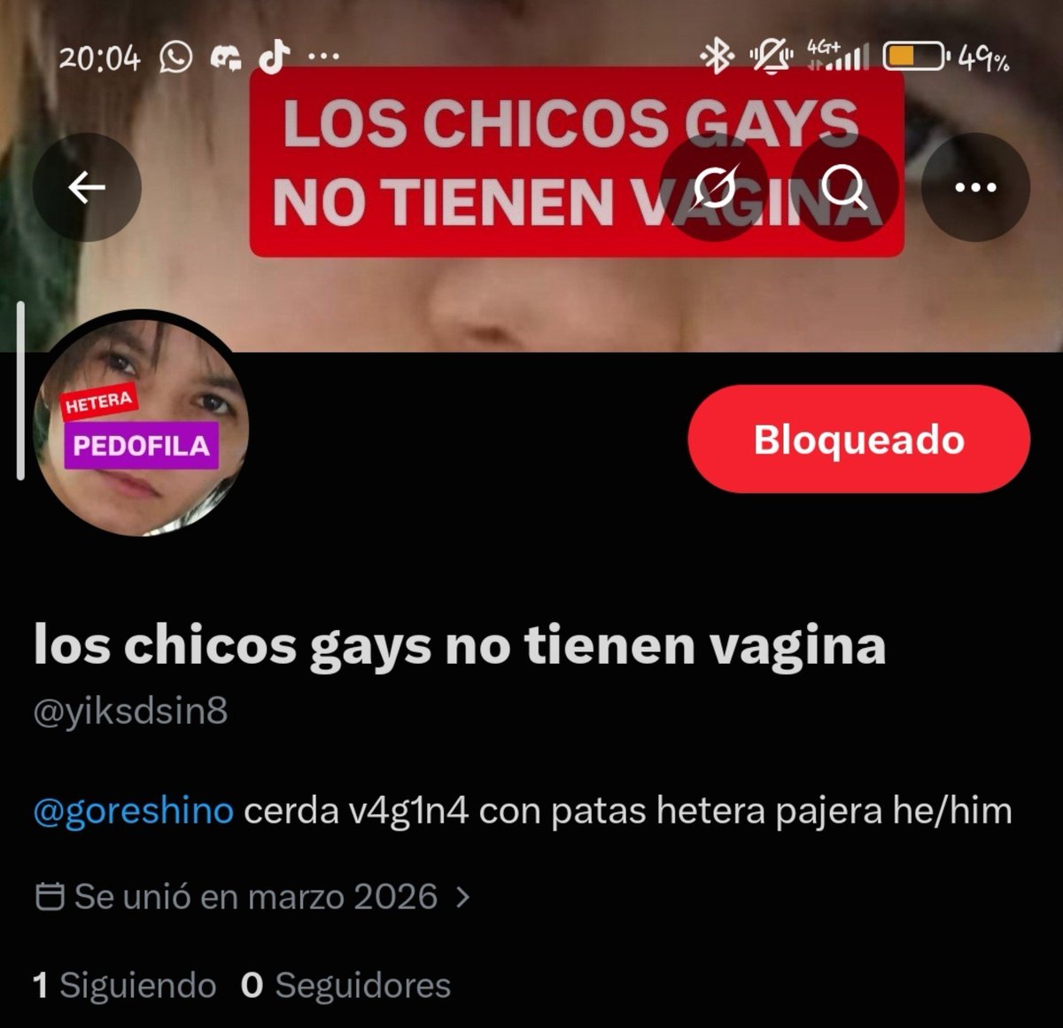 goreshino's tweet photo. este fracasado 😭😭😭😭 pesado casi 3 años dedicandome cuentas a mi y a mas hombres trans https://t.co/eoLWAAV1Yz