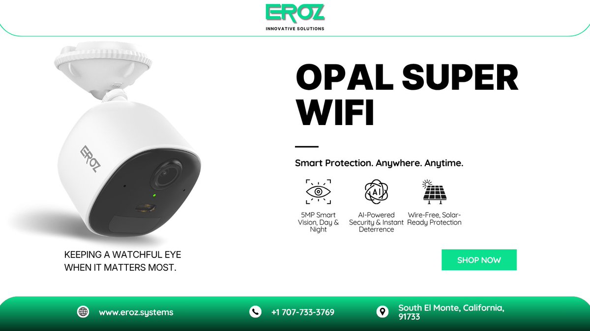 eroz_systems's tweet photo. Meet EROZ HOME โ OPAL SUPER WiFi.
Less wiring. More flexibility. Smarter security.
#CCTV #SecurityCamera #FunnyVideo #Viral #Trending #CaughtOnCamera #Tech #Memes #Funny #FYP #SmartHome #HomeSecurity #AI #Comedy #VideoOfTheDay #TrendingNow #LOL #ViralVideo #XTrending #Entertain https://t.co/CfQLjCtrV9