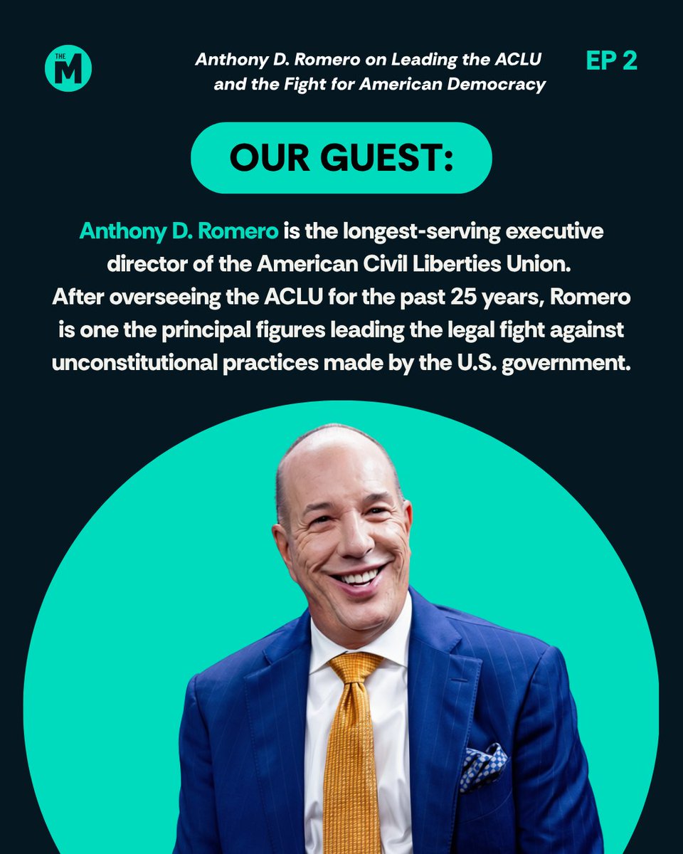TheMomentPod's tweet photo. Anthony D. Romero, the longest-serving executive director of the @ACLU, joins @jorgeramosnews and @paoramos to talk about free speech and the new McCarthyism, ICE detentions, the fight to protect birthright citizenship.

Listen to the full conversation: https://t.co/3Viv7uCnE1 https://t.co/Ciw6UY9MfG