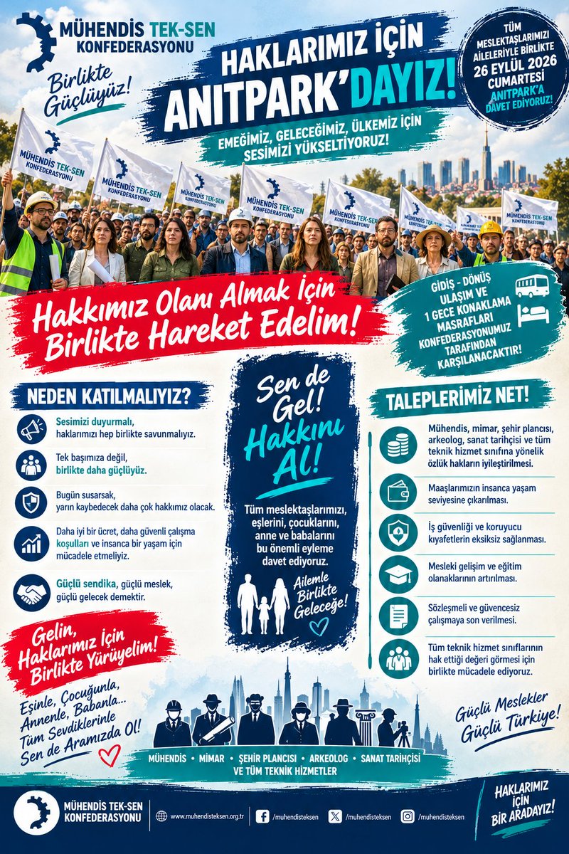 setti25's tweet photo. 26 Eylül'de Anıtpark'tayız!
Mühendis, mimar, şehir plancısı, arkeolog, sanat tarihçisi ve tüm teknik hizmetler çalışanları olarak özlük ve mali haklarımız için sesimizi yükseltiyoruz.Ailenle birlikte gel,Birlikte mücadele edelim, Anıtpark'ta buluşalım!
#KamuMühendisleriAnıtParkta https://t.co/XvFLmDNvoX