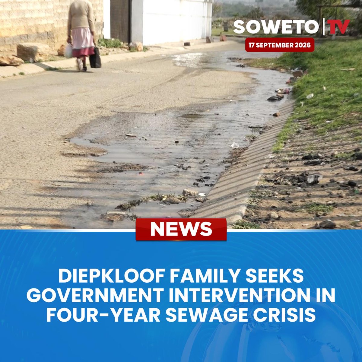 SowetoTVchannel's tweet photo. The Mabaso family in Diepkloof is calling for government intervention after sewage repeatedly flooded their home for four years.
Published: 17 September 2026
#Diepkloof #Soweto #SewageCrisis #ServiceDelivery #MunicipalServices #CommunityConcerns #GovernmentIntervention https://t.co/xFiYOx2h3P