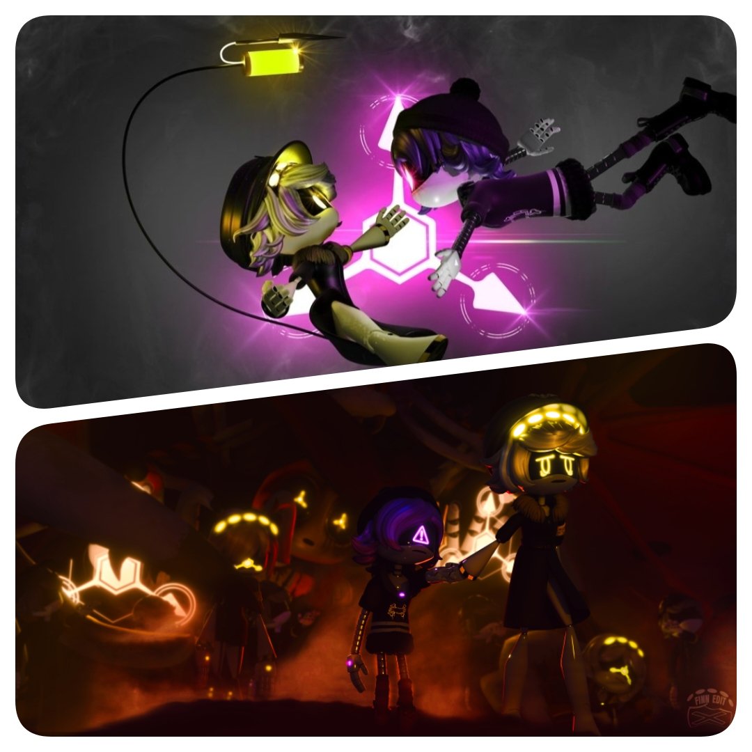 FinnEdit_'s tweet photo. My first artwork vs. my personal favorite artwork.

#MurderDrones #MurderDronesFanart #SerialDesignationN #3DArt #Blender3D https://t.co/xGfd99Ebbg