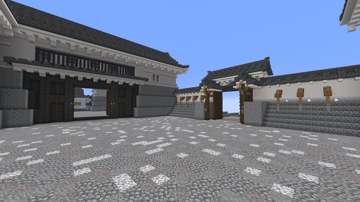 1tYears's tweet photo. 本丸の桜門と枡形のベースが完成しました
#minecraft #minecraft建築コミュ #和風建築 https://t.co/u63nRQNQly