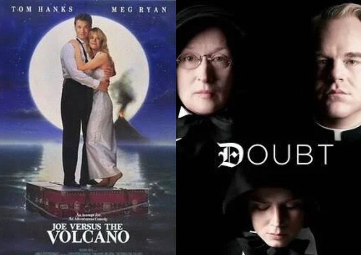 autigable's tweet photo. @TheCinesthetic John Patrick Shanley. Joe Versus the Volcano (1990) and Doubt (2008). Directed back-to-back, 18 years apart. https://t.co/eWwNTM0OoD
