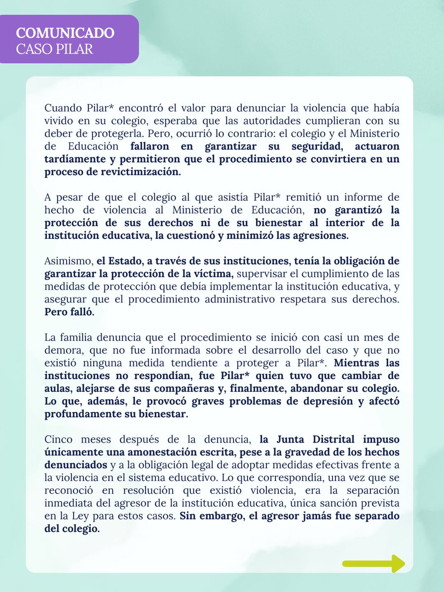 cgpatino's tweet photo. Cuando una adolescente denuncia violencia, lo primero debería ser protegerla.

Ahora buscamos que se sancione la revictimización
Conoce el caso completo en: https://t.co/WmzmjkMJ5Q 

Comparte y ayúdanos a exigir justicia

#JusticiaParaPilar #PilarNoEstáSola https://t.co/1DCI8Diw7t
