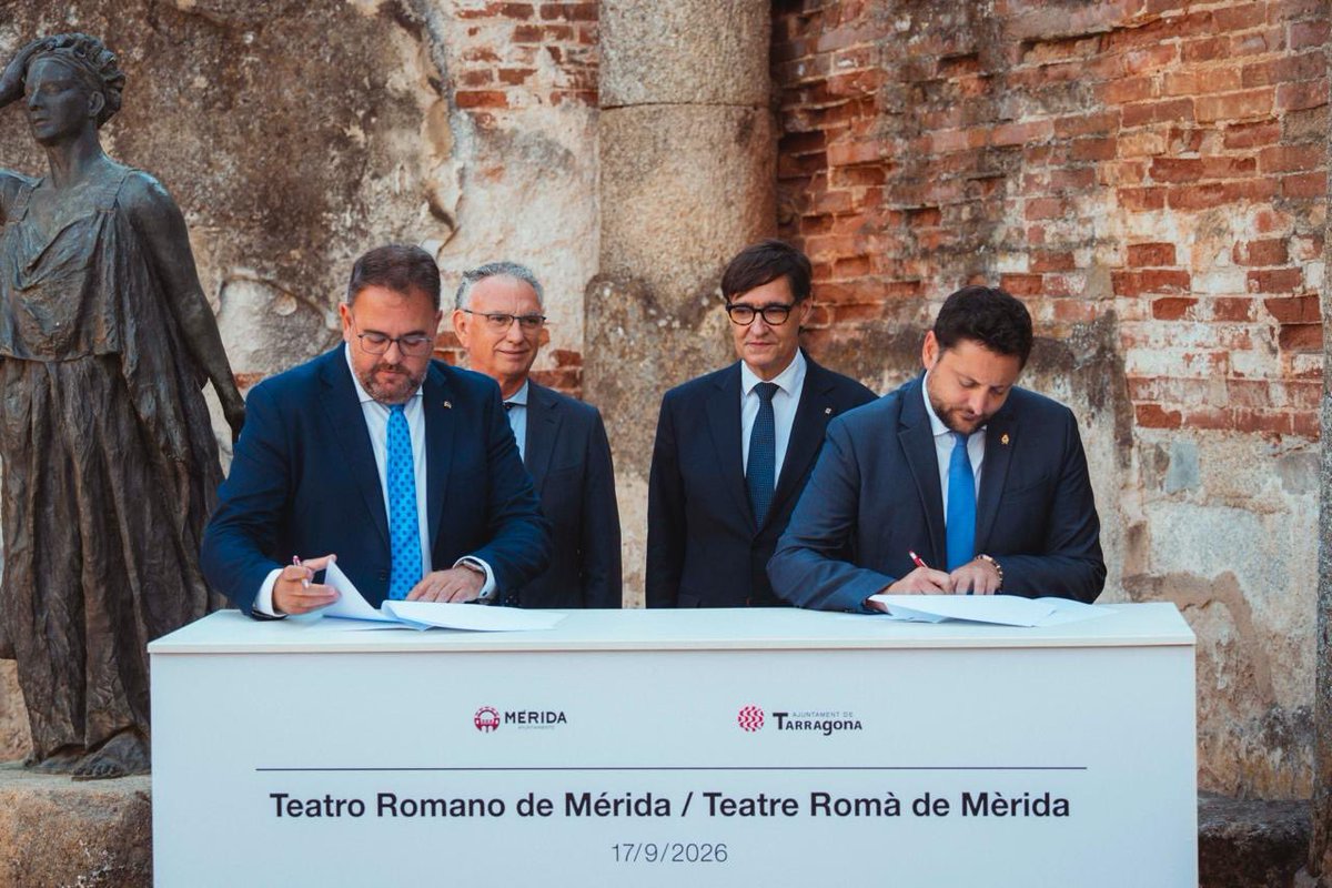 salvadorilla's tweet photo. L’acord de col·laboració entre el Teatre Romà de Tàrraco i el Teatre Romà de Mèrida és un nou exemple del compromís de les institucions amb la cultura i el patrimoni. Cooperar, compartir coneixement i valorar el llegat és també construir país i projectar-lo internacionalment. https://t.co/7D5HK7sbCh