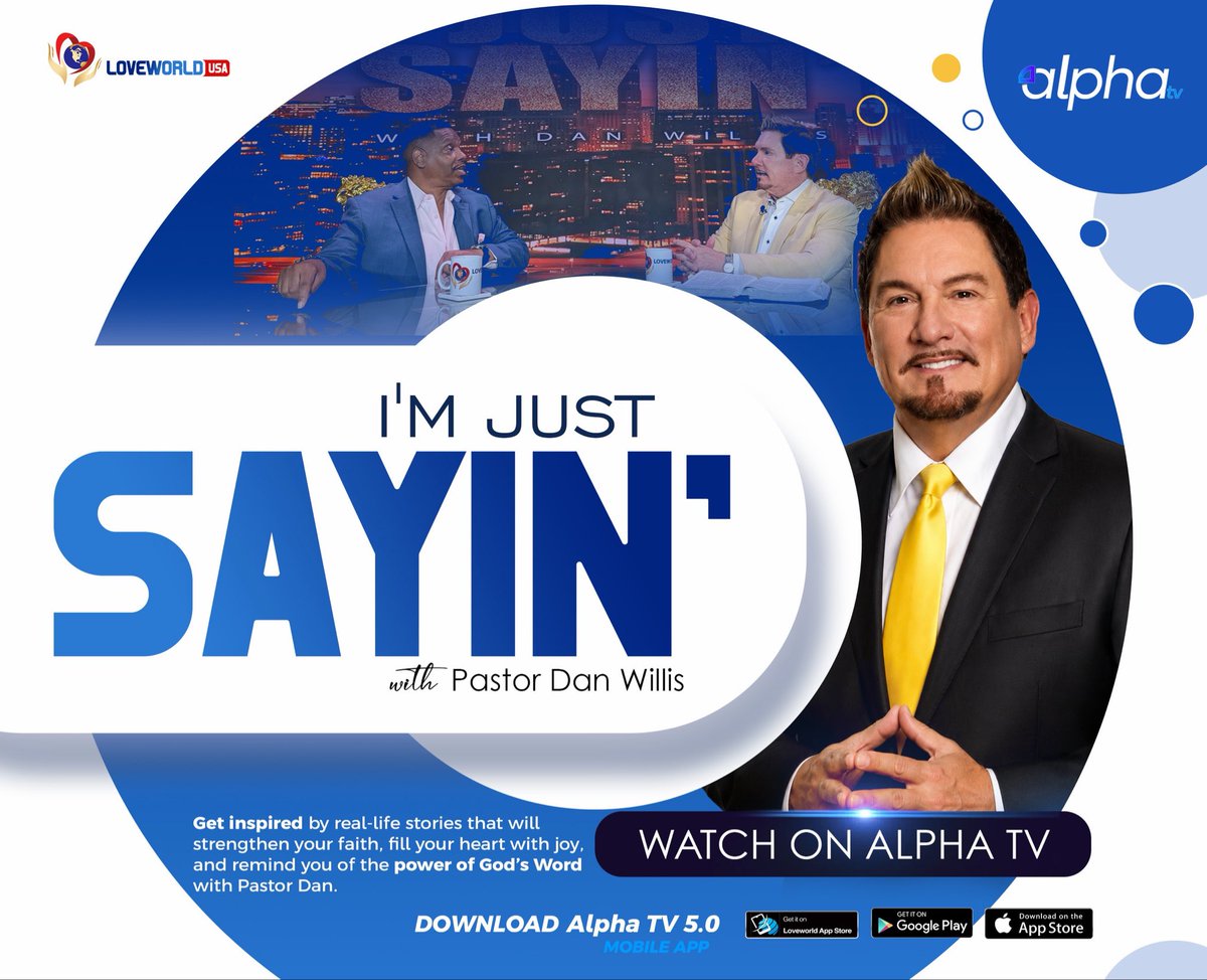 LoveworldUSA's tweet photo. 🤭I’M JUST SAYIN’🤭
When WORDS collide with POWER you can be sure PASTOR DAN WILLIS is in town!👄🤣
👀Watch I’M JUST SAYIN’ exclusively on https://t.co/RMrdOKRnXR
SUBSCRIBE TODAY!💪🏽
#AlphaTV
#1000SubscribersChallenge
#250SubscribersChallenge
#My10Subscribers https://t.co/F4GZlseugN