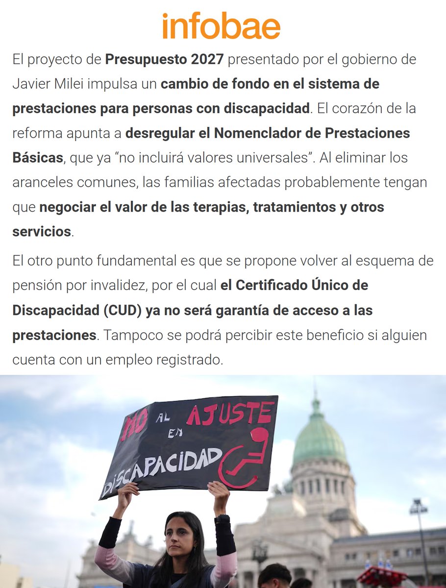 porquetendencia's tweet photo. "Discapacidad":
Por las modificaciones que impulsa el Gobierno con el proyecto de Presupuesto 2027 https://t.co/l6IUpk4pdC