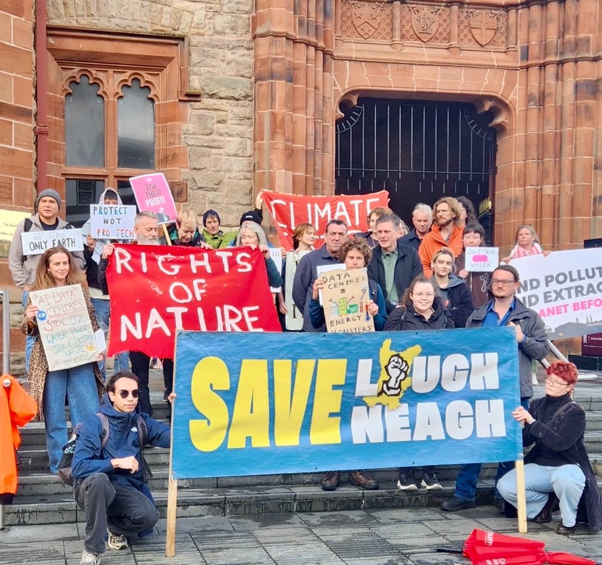 SaveTheMoat's tweet photo. One week ago since the protest and a great turnout as people stood up against AI and toxic Data Centres. Coming up: ❗️March for Clean Water at Stormont is on Saturday 26th September at 2pm. ❗️Public Meeting on Data Centres and AI on 8th October at An Cultúrlann, Derry from 7–9pm. https://t.co/uEIhpTooqU