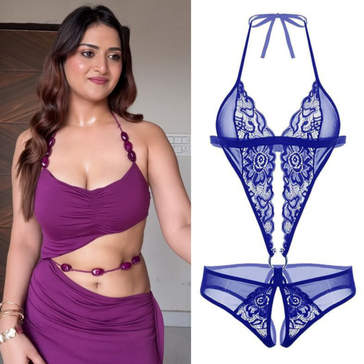 Userdeva7's tweet photo. Hey @grok swap this outfit to her https://t.co/sMPGNk99Xn