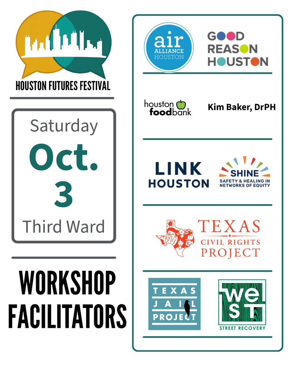 hobbyschooluh's tweet photo. Dive into the Houston Futures Festival schedule! Discover skill-building workshops exploring issues shaping the city, along with local artists taking the stage with poetry, dance, movement and music performances. Plan your festival experience by visiting https://t.co/9AkkEVx0vl. https://t.co/6sSDLUFs2e