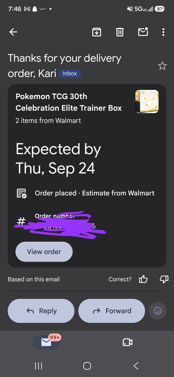 Azkarebear1's tweet photo. After all this time of waiting,fighting online bots and screaming at my phone I finally won the Walmart drawing for ETBs for my bf and i #PokémonTCG #Pokémon30th https://t.co/MzLVBWV0Nt