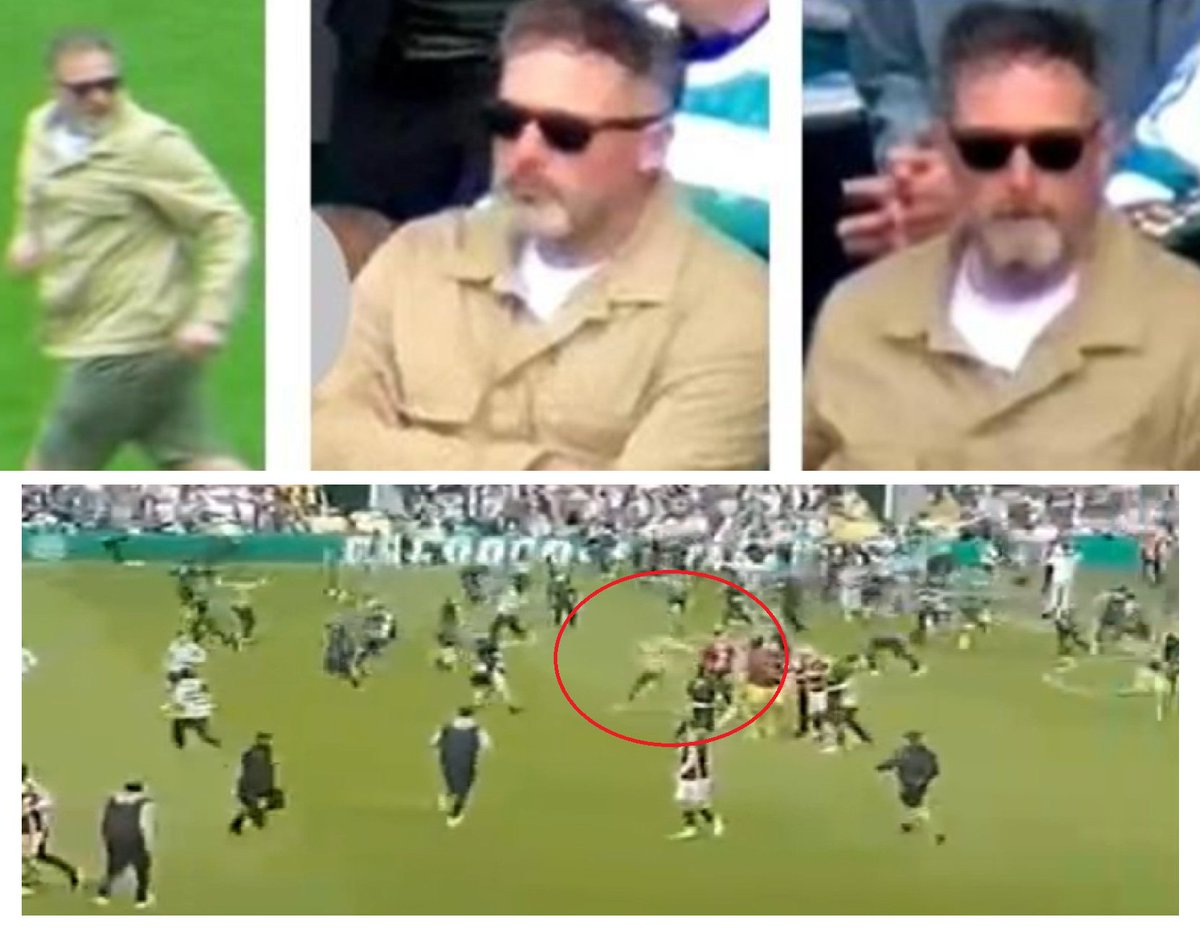 gtj1247's tweet photo. 38yo Celtic fan arrested & charged w/assault on ex-Hearts player Frankie Kent, Sun 16th May. Police & CPS released pic of accused but not their CCTV.
Blurry CCTV of altercation in public domain nonetheless found & uploaded to YouTube. See link below at 08:56.
Full context is:
1.  When Hearts captain Shankland was walking off the pitch at half-time & he saw McInnes, Shankland then looked up to the Celtic & said, 'FENIAN CUNTS'. This was sectarian abuse by the Hearts captain to the Celtic fans. 
2. When Hearts manager Derek McInnes saw his captain Shankland calling the Celtic fans 'FENIAN CUNTS', he patted him on the back for this. The Hearts management support sectarian abuse of Celtic fans by Hearts player. 
3. Before McInnes' appointment to Hearts, he has himself previously said, 'Up to the knees surrender or you'll die'. McInnes glorified war-crimes by the British Empire in Ireland. McInnes has refused to apologise for this - McInnes seemingly seeks continued hatred of Scots-Irish Catholics & for them to be oppressed. 
4. (a) Celtic were given a penalty when Hearts' Kyziridis palmed away a cross going into the box (a clear penalty as acknowledged by all experts). McInnes sarcastically clapped the Celtic fans & said, 'Well done the ref'. McInnes also leaned in towards the fans & told them to 'fuck off' with a hand gesture. Yet more abuse designed to aggravate. 
(b) On the Wednesday before this game, McInnes had called ref John Beaton 'disgusting' for giving a decision to Celtic - an opposition player in their box put their hand on their forehead & headered the ball - it was confirmed by UEFA & FIFA referee panels to SFA Head of Refereeng Willie Collum that this was indeed a clear penalty & a 100% correct decision (despite a media frenzy by biased British establishment). This inflammatory remark by McInnes led to ref Beaton needing round the clock Police protection, and his kids needing a Police escort to get to school. This was designed by Hearts manager McInnes to intimidate the refs to cheat Celtic (make them scared to give 'Fenians' like Celtic decisions that they are rightfully due). 
5. When Hearts' Frankie Kent came onto the pitch as sub, he was acting the pantomime villain - unbelievably, Kent picked his nose then pretended he was patting 4th Official David Dickinson on the back, but actually wiped the bogey on Dickinson's jumper. This really is one of those things you need to see to believe! See the video below for further details.  
6. After the game when Celtic won, Celtic fans overspilled onto the pitch (customary in Scottish Football). Kent & Shankland were standing together. A Celtic fan was running past Kent & Shankland and making hand gestures towards them from 10 foot away. Given Shankland had given the Celtic fans sectarian abuse of 'Fenian cunts' the hour before, this hand-gesture to Shankland was unfortunate but certainly not unexpected. 
7. Shankland in temper then pounced towards the Celtic fan, & started a fight. Shankland punched/jabbed the Celtic fan on the ribs, stamped on the Celtic fan's foot, then forearmed the Celtic fan. The Celtic fan winced & stumbled away. Shankland is a professional athlete who was wearing footwear with metal studs to do this stamp on the Celtic fan - using his metal studs as a weapon.  
8. After this, Shankland & Kent were quickly surrounded by a security barricade. A Celtic fan was on his phone filming Kent & Shankland from well behind this security barricade. 
9. Kent followed on captain Shankland's lead of assaulting a Celtic fan. Kent pushed through the security barricade & knocked the fan's phone out of his hand. Kent then stomped on the fan's phone with his metal studs. Kent then viciously stomped on the Celtic fan's foot with his metal studs whilst the fan was trying to pick up his damaged phone. Again, Kent used his metal studs as a weapon. 
10. These Celtic fans who Shankland & Kent picked on were not imposing; these Celtic fans targeted because they were smaller. Shankland & Kent were being bullies.  
11. The accused then emerged from the background. The accused approached Shankland & Kent (2 vs 1). From the current footage available, the accused pushed Kent & told him to back off from bullying people. This was a 5 second altercation. It looks very mild to say the least. 
12. 100's of thousands have watched this footage & did not even pick up on this altercation between the Celtic fan & Kent. You have to microscopically zoom in & go into super slow motion to pick up on anything.  
13. Ex-Hearts midfielder Cammy Devlin who was in the dressing room with Kent & Shankland after the game honestly admitted to Australian & world media at the World Cup that, 'nah, no one was hurt'. This admission by Devlin to the world media plainly corroborates the above - that there were no 'assaults' with this being a fairly mild altercation in a heated situation. 
Conclusion: 
Given the sectarian abuse Hearts captain Shankland gave to Celtic fans, as well as 2 smaller Celtic fans being stamped on by Shankland & Kent with their metal studs on (as well as Shankland punching a Celtic fan in the ribs), the accused's mild actions in return appear well short of assault. 
In particular, it is not understood how the accused Celtic fan can be deemed by the CPS to have committed 'assault' with a push, when a punch by Shankland, and both Shankland & Kent stamping on Celtic fans' feet with metal studs on, are not deemed assaults by the CPS? Kent & Shankland were also the initiators of these assaults. 
The fact that Kent & Shankland are not being prosecuted by CPS for worse assaults, indeed using studs on feet as weapons, this prosecution of a Celtic fan looks like clear bigotry by the CPS. This certainly looks the case based on the evidence available in the public domain. 
Hearts owner, Tony Bloom, after the game stated on TalkSport to Jim White & Simon Jordan (who have millions of viewers) that 2 Hearts players were assaulted. This  looks like a politically motivated prosecution because 'Tony Bloom says so' - Bloom doesn't want to be accused of fabricating lies about the Celtic fans on TalkSport - so what looks like a completely mild incident is having an assault accusation manufactured for it (based on current evidence). 
Media spin: 
The media & Glasgow Sheriff Court will likely seek to persecute & bedevil this Celtic fan as usual, who of course they call 'papists' & 'popish' in the 1689, Claim of Right, Scotland's Constitution. 
Based on the current evidence in the public domain however, the accused Celtic fan was standing up to 2 bullies Kent & Shankland after they assaulted smaller Celtic fans (stamping on their feet with metal studs on and punching) - after Shankland had given the Celtic fans sectarian abuse not long beforehand, as shown to the world on Sky TV. The accused would have been aware of this sectarian abuse to him through social media on his phone, with viewers picking up on this sectarian abuse by Shankland immediately.
This is certainly one case for Celtic fans to keep an eye on (the accused may even just admit wrongdoing because he has no confidence in Glasgow Sheriff Court Judges & is offered a mild left-off by the CPS; you can rest assured if this was a jury considering this case it would probably be defended).