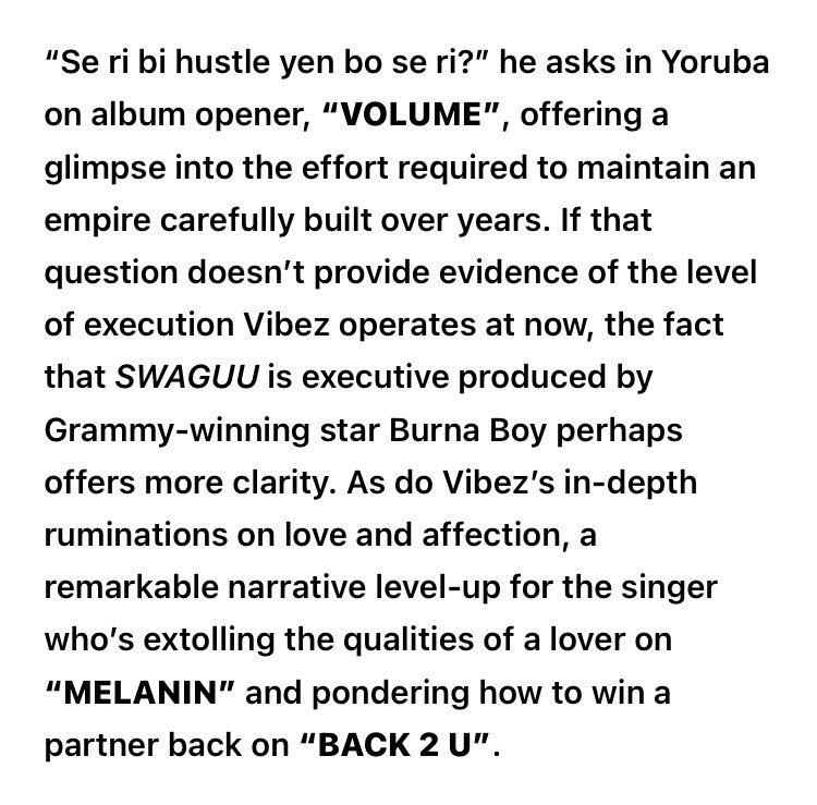 yourboybasito77's tweet photo. Seyi Vibez’s Apple Music description about the “SWAGUU”
#SWAGUU https://t.co/aOQJp4aW9A
