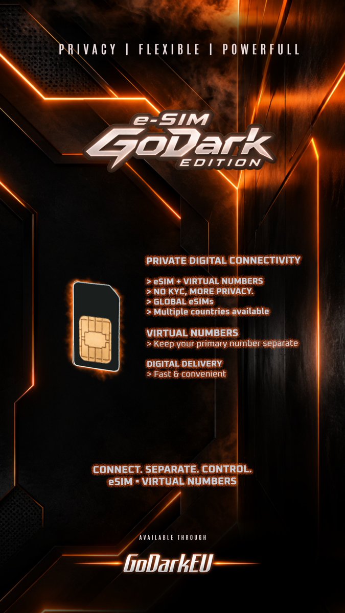 GoDarkEurope's tweet photo. Connectivity.

eSIM + Numbers.
Not your life SIM. https://t.co/tMTGGS0Pnj