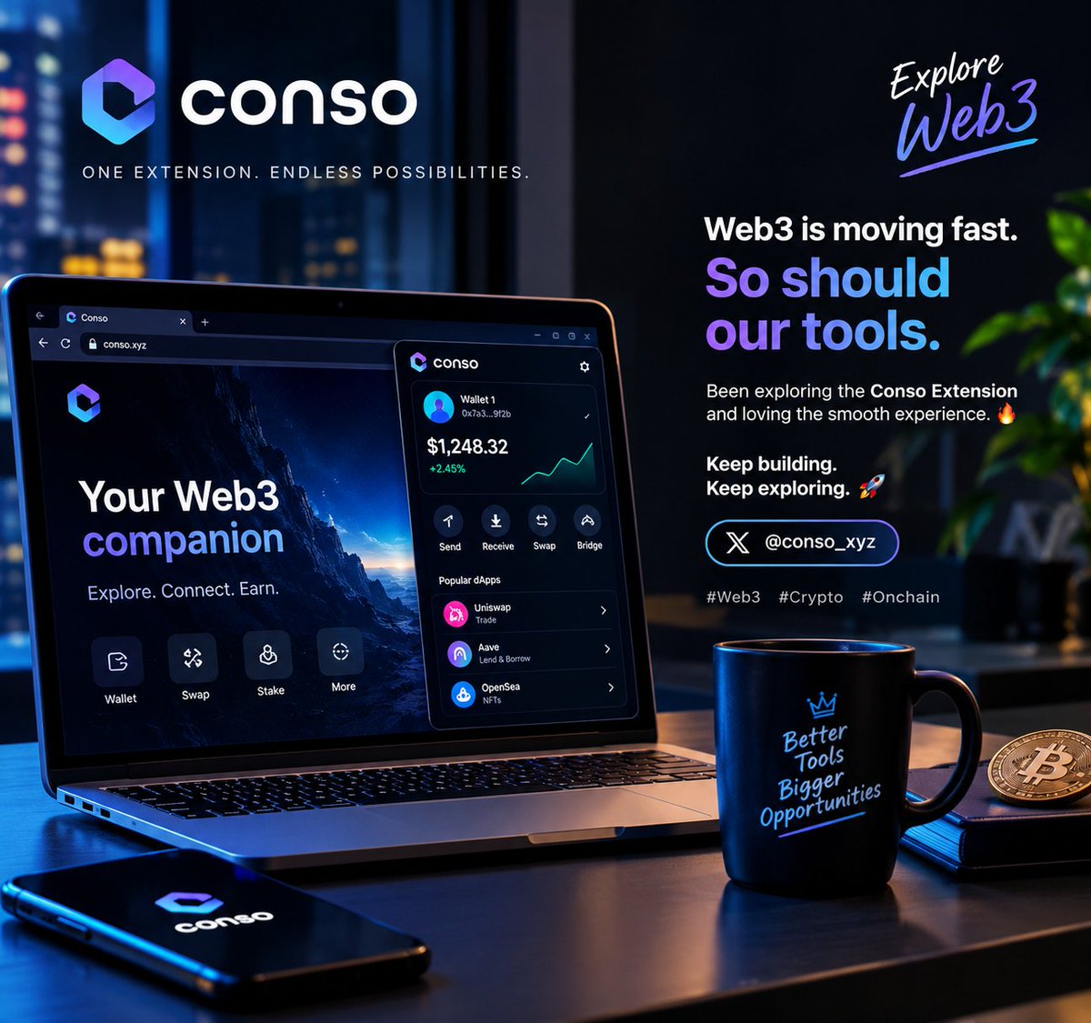 samer33431's tweet photo. The more AI I use, the more I realize how easy it is to lose track of everything happening behind the scenes. 👀 That’s what I like about the CONSO Extension — it gives me a clearer look at my AI usage without making things complicated. Small tool, useful visibility.
@conso_xyz https://t.co/EmLiWyW1RA
