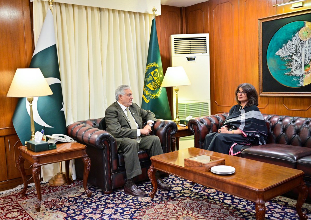 ForeignOfficePk's tweet photo. Foreign Secretary Ambassador Amna Baloch called on Deputy Prime Minister/Foreign Minister Senator Mohammad Ishaq Dar @MIshaqDar50 this evening, on the occasion of her retirement from government service today. 

The DPM/FM appreciated Ambassador Baloch’s dedicated service to Pakistan and her leadership as the Foreign Secretary for two years, during a period of significant diplomatic activity. He conveyed his best wishes for her continued success in her new role as Pakistan’s Ambassador to Türkiye.

Ambassador Baloch thanked the DPM/FM for his support and guidance and expressed her appreciation for the opportunity to serve Pakistan and the Ministry of Foreign Affairs.

The DPM/FM wished Ambassador Baloch every success in her future endeavours and her new assignment.
