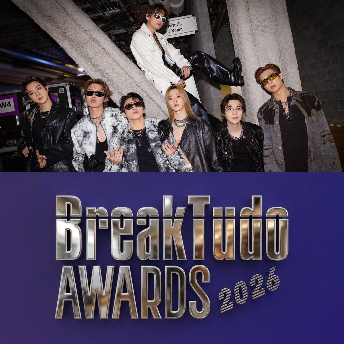 btschartsxdaily's tweet photo. [NEWS[ #BTS has been nominated in 3 categories at the BreakTudo Awards 2026 🏆

- International Hit Of The Year: SWIM
- International Fandom Of The Year: ARMY 
- International Men's Group: BTS 

🗳️VOTE:  https://t.co/qkuQpvrtxI
🗓️ Ends: October 17th https://t.co/mZXKyWsU8p