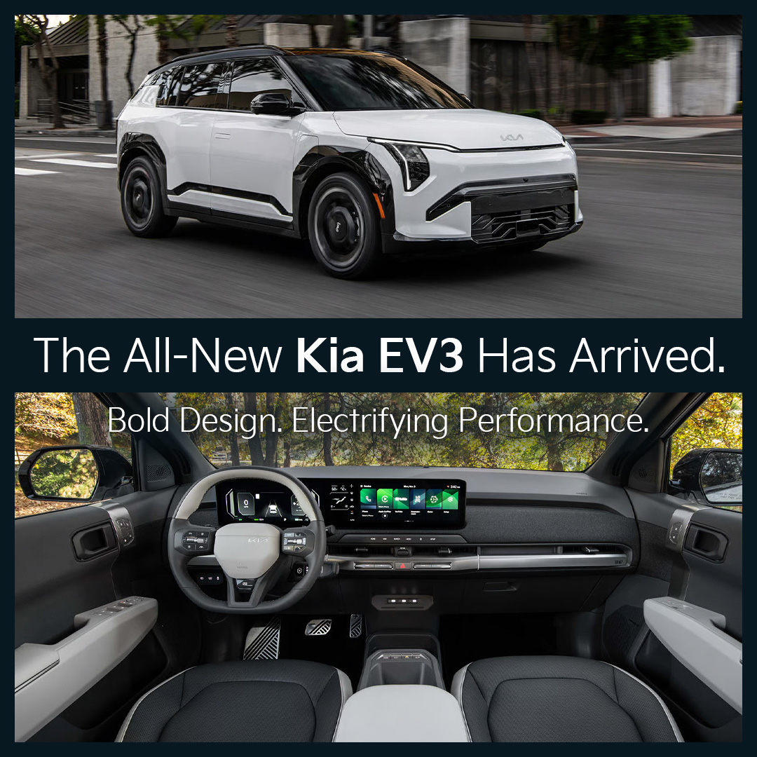 FredAndersonKia's tweet photo. There’s a lot to like about the Kia EV3! ⚡

The Kia EV3 pairs a bold, futuristic design with a modern, tech-focused cabin and Tesla Supercharger compatibility. It’s a fresh take on going electric—and definitely one worth keeping on your radar. https://t.co/m9jePr9kHK