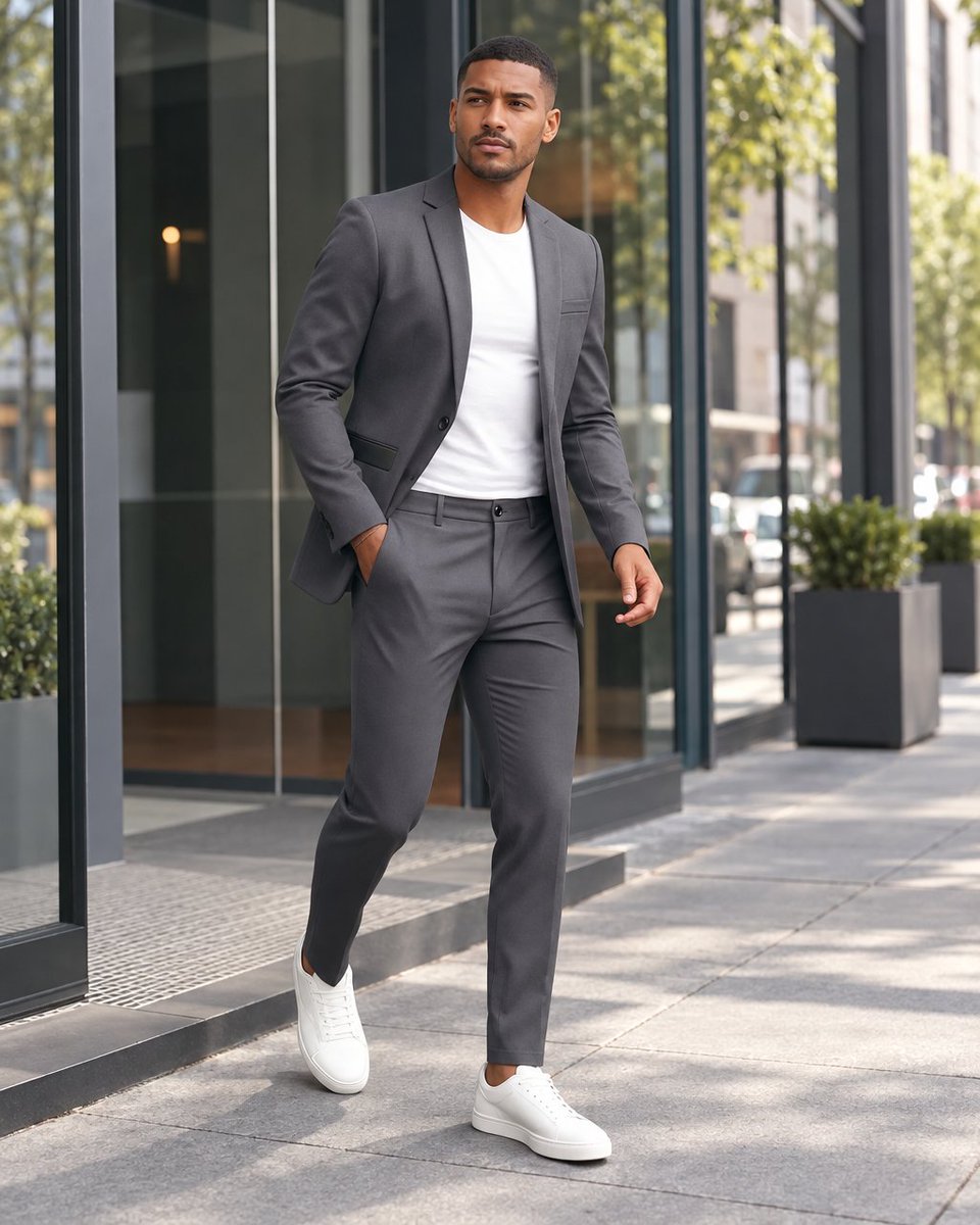 katertomyman's tweet photo. Grey two-piece, white tee, sneakers. Matching jacket and pants for nights that are not full tuxedo.

Free Shipping, first in the US. Outside the US, shipping is at checkout.

https://t.co/wwjZOveG6d https://t.co/fuLG95bOR8