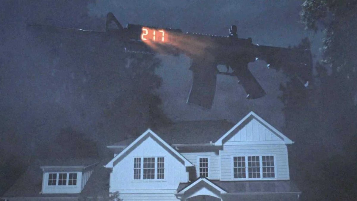 giant gun in sky