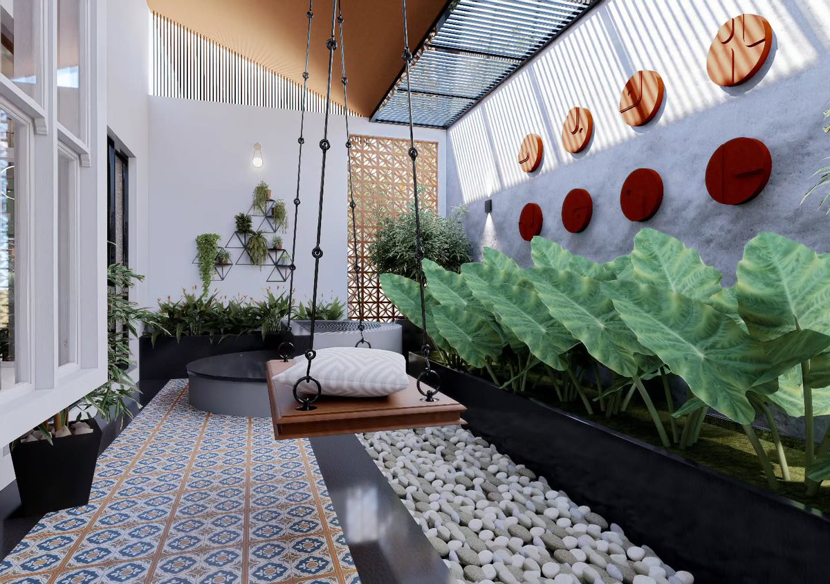 GilmaDicker5's tweet photo. A thoughtfully designed home where natural light, earthy textures, and contemporary details blend seamlessly. From the inviting courtyard and elegant dining area to the refreshing mint-green kitchen, every space balances function with warm, modern https://t.co/LZmSb0ufIT
