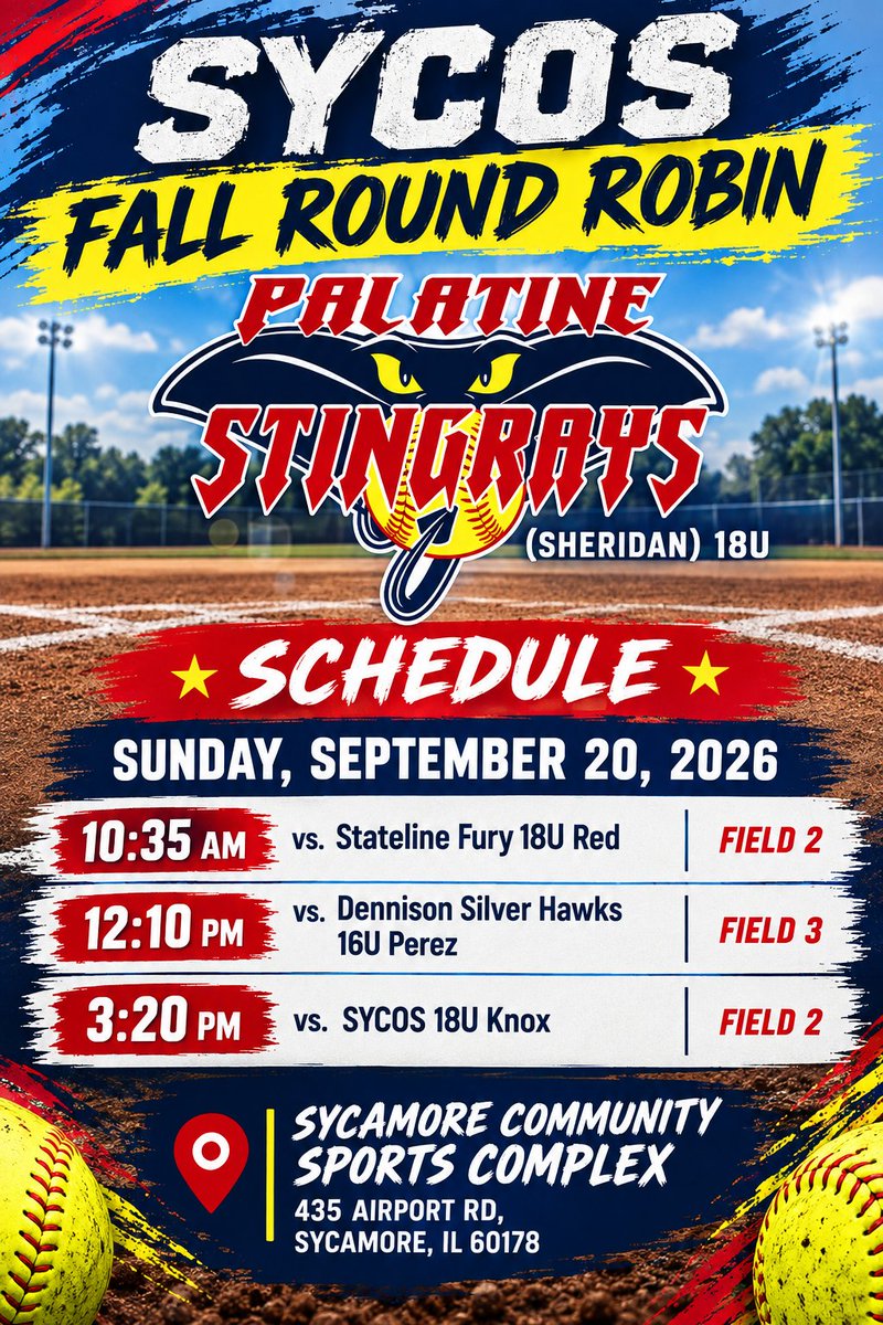 08Stingrays's tweet photo. Rain, rain, go away...the Stingrays are looking to play some softball this Sunday!  We'll be out in Sycamore this Sunday for the SYCOS Fall Round Robin.  Hope to see you there! https://t.co/pXkkpn6nkd