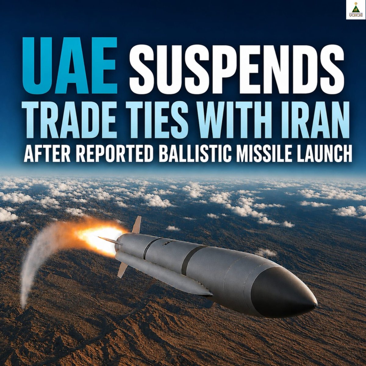 SharieGrabe9dn's tweet photo. The UAE has halted trade and financial transactions with Iran after reports that two ballistic missiles were launched toward the country. Iran has denied the accusation. https://t.co/sMRgCk0MjJ
