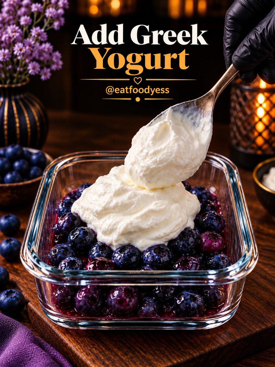 SundayVixkpze's tweet photo. Blueberry Protein Yogurt Bowl

Ingredients: Greek yogurt, light cream cheese, blueberries, honey or maple syrup, vanilla, chia seeds, lemon juice, banana, dark chocolate, and optional blueberry sauce. Mash the blueberries, mix with the yogurt, https://t.co/P45a0VVaGL