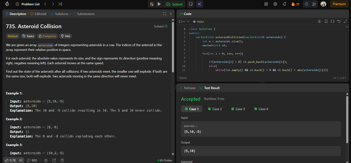 ashish_a15's tweet photo. 🌟 Day 119 👨‍💻
Solve @LeetCode 

✅ LC. 907. Sum of Subarray Minimums 
✅ LC. 735. Asteroid Collision 
✅ LC. 1477. Two Non-overlapping Sub-arrays

SQL LEarning on backend😑cs50

#DSA #LeetCode #Coding #POTD @LeetCode https://t.co/6LGtiduybg