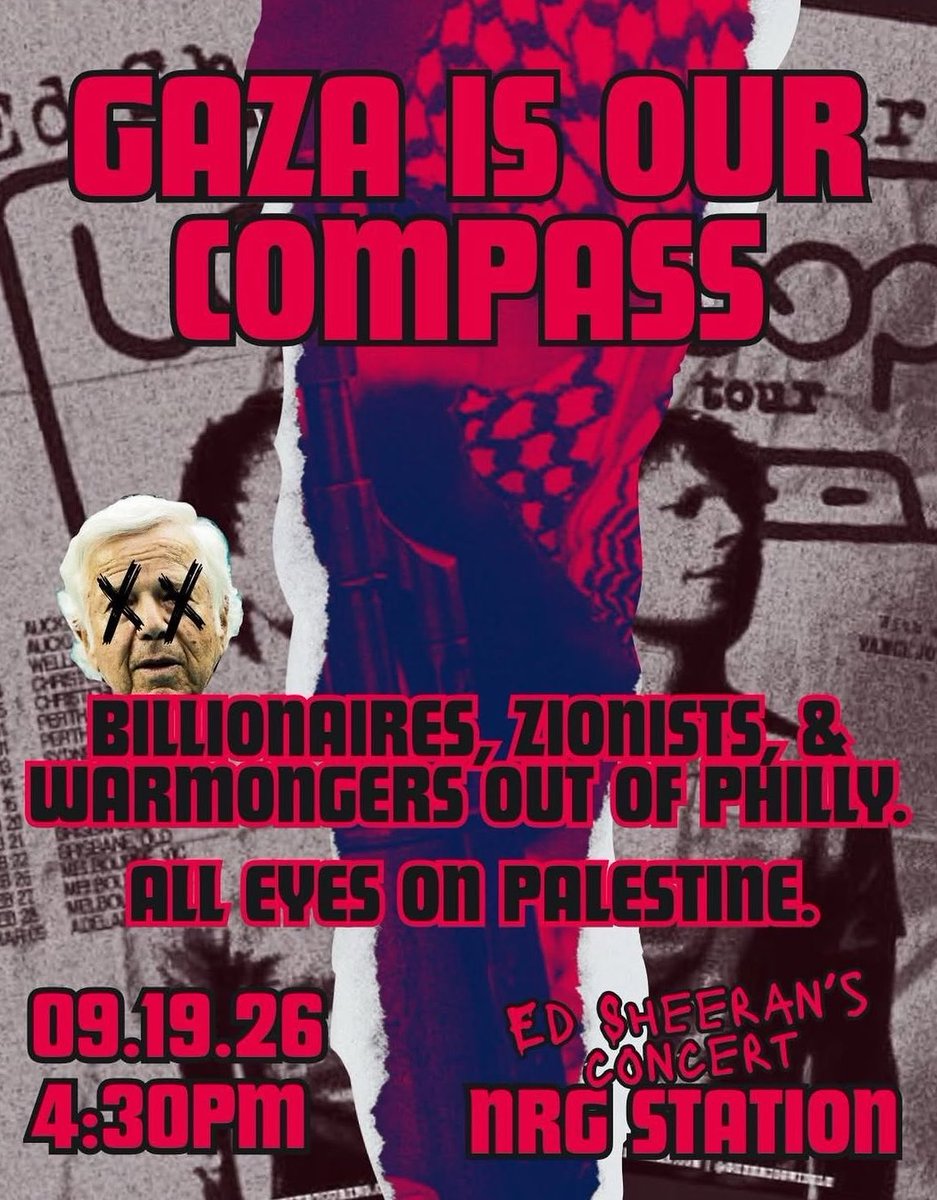 updatecharts's tweet photo. 🚨 Equipe de Ed Sheeran aciona a POLÍCIA da Filadélfia para REFORÇAR a segurança do show após um grupo pró-Palestina anunciar um PROTESTO contra o artista em frente ao estádio.

A manifestação ocorre em meio às críticas ao cantor e à RETIRADA de Macklemore da turnê. https://t.co/kWsVRX2WZJ