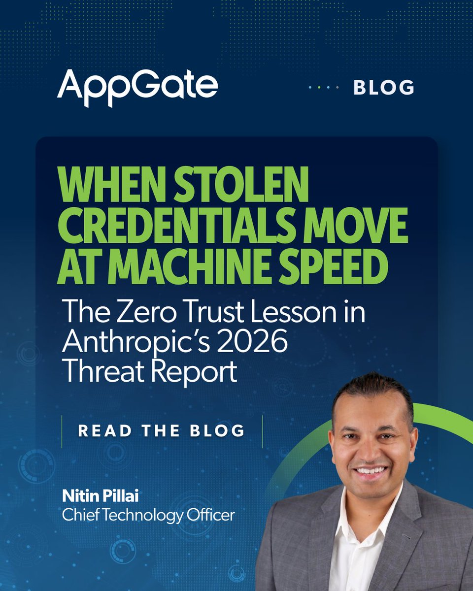 AppgateSecurity's tweet photo. A stolen developer token gave an attacker full admin control of a cloud environment in about 3 hours, per Anthropic's Sept. 2026 threat report. AppGate CTO Nitin Pillai breaks down how Zero Trust access can contain a compromised identity. 

🔗 https://t.co/Y8nEIe1vZR 

#ZeroTrust https://t.co/YR9XfskROm
