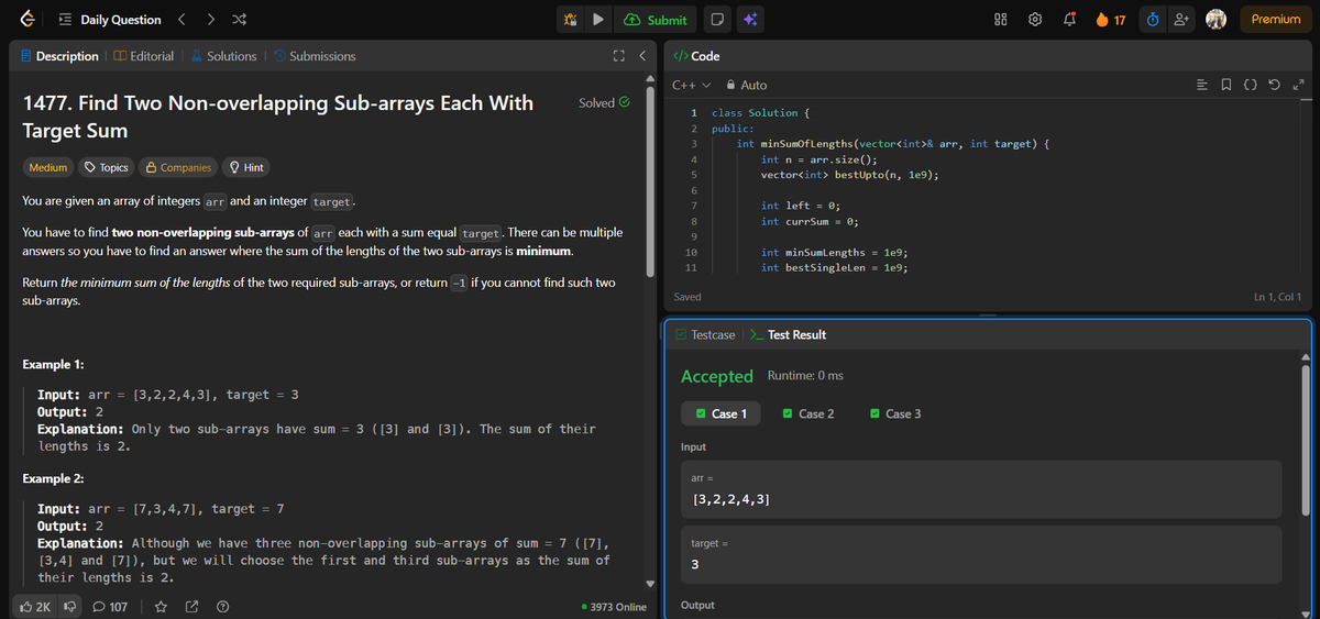 ashish_a15's tweet photo. 🌟 Day 119 👨‍💻
Solve @LeetCode 

✅ LC. 907. Sum of Subarray Minimums 
✅ LC. 735. Asteroid Collision 
✅ LC. 1477. Two Non-overlapping Sub-arrays

SQL LEarning on backend😑cs50

#DSA #LeetCode #Coding #POTD @LeetCode https://t.co/6LGtiduybg