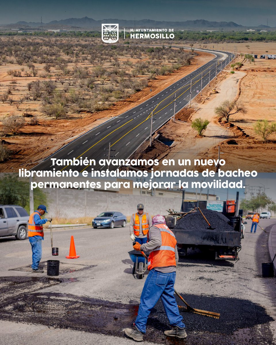 tonoastiazaran's tweet photo. 🚧🚗 ¡Hermosillo avanza con una mejor movilidad!

Obras como el nuevo paso a desnivel Colosio y Solidaridad y el Libramiento Norponiente se suman al trabajo para mejorar nuestras vialidades, reducir accidentes y hacer más ágiles los traslados.

El cambio ya está en marcha y seguimos trabajando para llevarlo más lejos. 🙌🏼

#SegundoInformeDeResultados #EnLaHAvanzamosJuntos