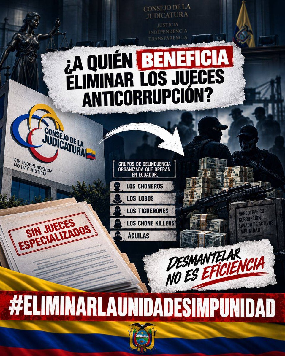 GustavoMateusA's tweet photo. El Consejo de la Judicatura eliminó a los jueces especializados en corrupción y crimen organizado. ¿A quién beneficia esto, justo cuando el país enfrenta a los Grupos de Delincuencia Organizada (GDO)? Desmantelar no es eficiencia. #EliminarLaUnidadEsImpunidad https://t.co/aYXLOlXMQs