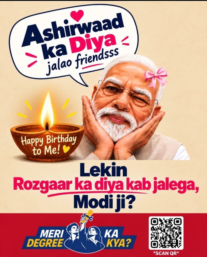 AtifAli7000's tweet photo. Naukri ka diya kab jalega... kuchu puchu Modi ji..? 🫰 https://t.co/cYYBOow07E